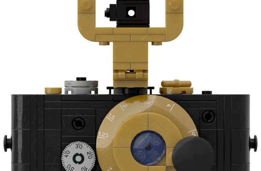 Ikona fotografii, prototyp aparatu Leica z roku 1914, jako zestaw LEGO