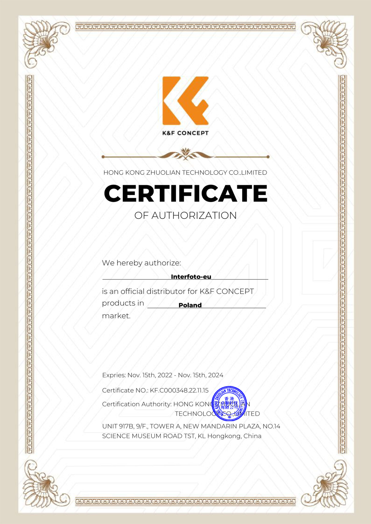 Certyfikat K&F Concept