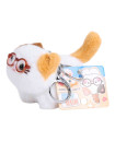 White And Brown Calico Kitten Plush Keychain