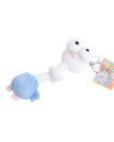 Long-Neck Big-Eyed Penguin Plush Keychain - White & Blue