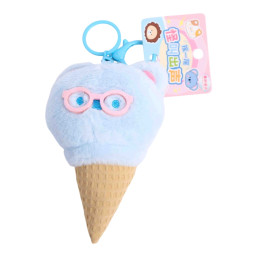  Tiny Ball Of Ice Cream Squeaky Plush Keychain - Blue