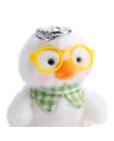 Chirpy Glasses Palm Treasure Plush Keychain - White