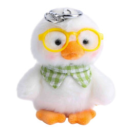 Chirpy Glasses Palm Treasure Plush Keychain - White