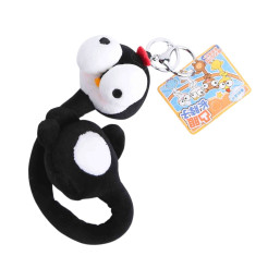 Long-Neck Big-Eyed Penguin Plush Keychain - Black