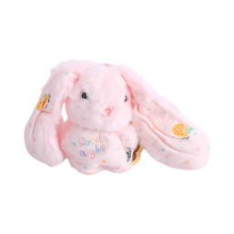 Good Night" Pink Long-Eared Bunny Plush Toy / Keychain Pendant