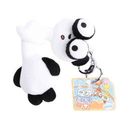 Long-Neck Big-Eyed Penguin Plush Keychain - w/b