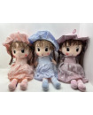 Soft Plush Rag Doll With Dress and Hat 60 cm - Peach
