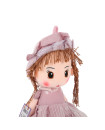 Soft Plush Rag Doll With Dress and Hat 60 cm - Lilac