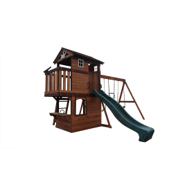 Mountpeak - Elbrus Swing Set and Playhouse with Wooden Roof