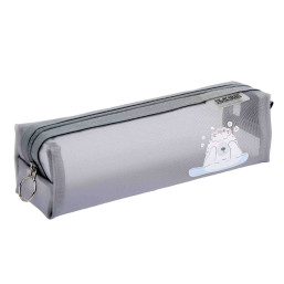 Square Mesh Net Pen Case - Grey