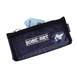 Some Art Cartoon Mesh Pen Bag - Blue