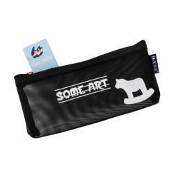 Some Art Cartoon Mesh Pen Bag - Black