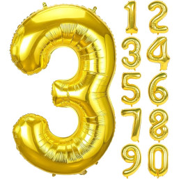 Foil Balloon - Numerals - 0-9, Gold