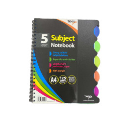 A4 Twin Wire 5 Subject Notebook