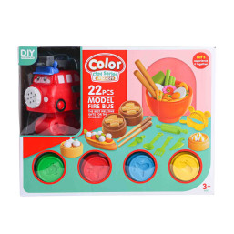 Color Clay Model Fire Bus 22 Pcs