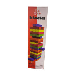 Wooden Color Jenga Blocks 54 pcs