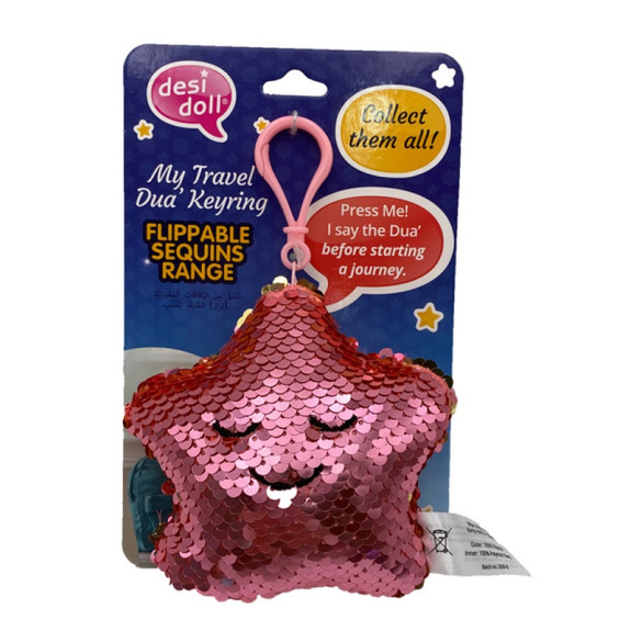 Desi Dolls: My Travel Dua Keyring - Flippable Sequin - Rose Gold