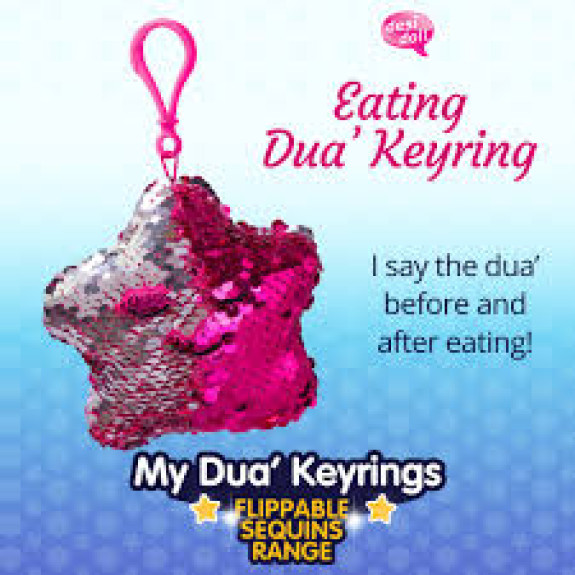 Desi Dolls: My Travel Dua Keyring - Flippable Sequin - Pink Silver