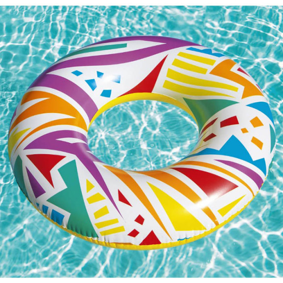 Swim Ring 42" Geometric - White