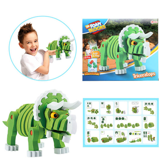 Building Blocks : 3D Foam Dinosaur Triceratops