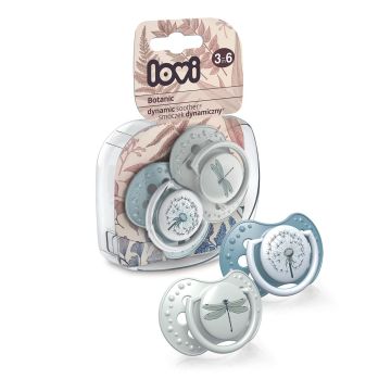 Пустышка силиконовая динамичная Lovi Botanic Boy 3-6 мес 2 шт Голубой 22/870boy