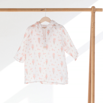 Муслиновая туника детская ELA Textile&Toys Мороженное 2 - 7 лет Муслин Белый/Розовый/Бежевый MT001IC 110