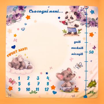 Фотофон для новонароджених Memorik Слоники і панда 100х100 см 081272