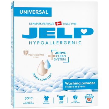Гіпоалергенний пральний порошок універсальний JELP 3+ 3 кг 50 прань 98057