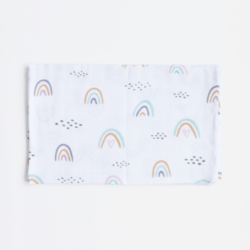 Муслиновая пеленка для детей ELA Textile&Toys Радуга Белый/Желтый/Фиолетовый 100х80 см DM002RB
