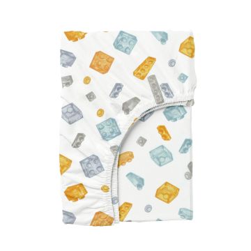 Простынь на резинке для подростков Cosas 90х200х20 см Голубой/Оранжевый Constructor_90x200x20