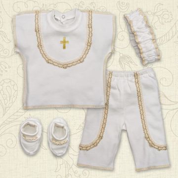 Костюм для Крещения, Бетис Святковий, девочка, к.р., интерлок, молочный 56