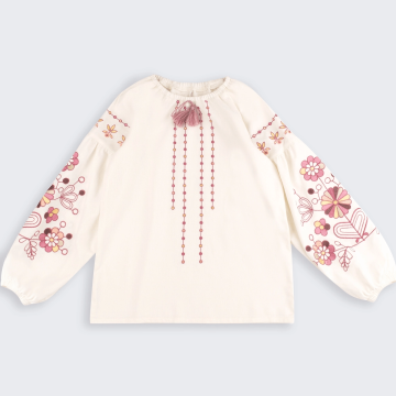 Вышиванка для девочки Bembi ЕТНNО 6 - 13 лет Лен Молочный/Пудровый РБ173 116