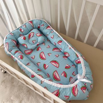 Кокон для немовлят BetiS Кавунчик Поплін/Кулір Блакитний 50х80 см 91449714