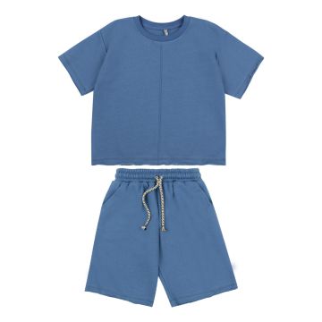 Костюм футболка і шорти на хлопчика Bembi Summer 2024 7 - 13 років Трикотаж тринітка Синій КС775 152