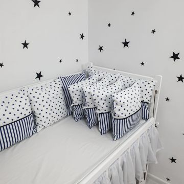 Бортики в ліжечко Oh My Kids Сині серця Бязь Синій 12 шт Б-132-Х