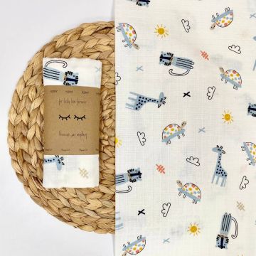 Муслінова пелюшка Маленька Соня Пантери Жовтий/Блакитний 80х100 см 4666115