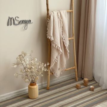 Плед для новонароджених Маленька Соня Муслін Жатка бахрома Бежевий 874902