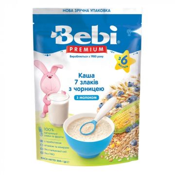 Каша злакова Bebi Premium Молочна 7 злаків з чорницею 200 г 1105064