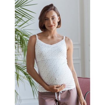 Домашняя майка для беременных и кормящих Юла Мама Aileen Молочный NW-5.11.1 S