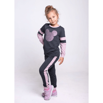 Дитячий костюм для дівчинки з двунитки Vidoli від 3 до 4.5 років Темно сірий G-20624W 98