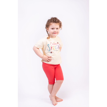 Літній костюм для дівчинки Vidoli від 7 до 10 років Молочний/Кораловий G-21647S 128