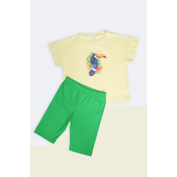 Літній костюм для дівчинки Vidoli від 7 до 10 років Молочний/Зелений G-21649S 128