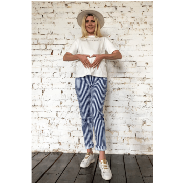 Штани для вагітних Dianora з принтом смужка Синій/Білий 1823 0000 XS