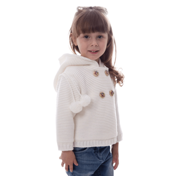 В'язана кофта дитяча Дайс на флісі Білий 6-18 місяців 18231000 68-74