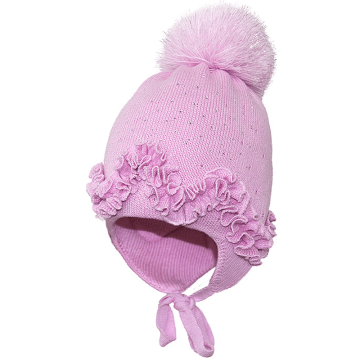Вязаная шапка детская зимняя Девид стар Розовый 9 месяцев - 1,5 года 16327 48