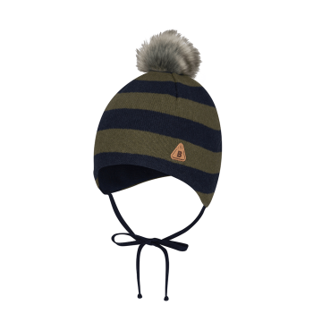 Вязаная шапка детская зимняя Broel Хаки/Синий 3-9 месяцев GASPARE 43