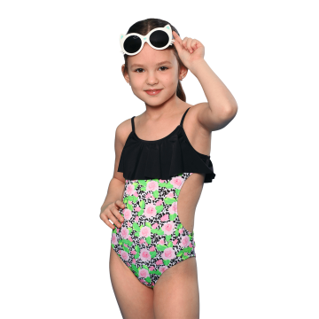 Цілісний купальник для дівчинки Keyzi Чорний/Рожевий 7-11 років Rose small 1psc 146