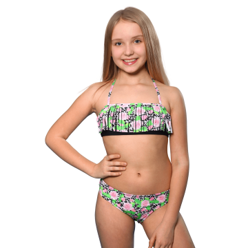 Роздільний купальник для дівчинки Keyzi Чорний/Рожевий 7-11 років Rose 2psc 146