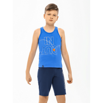 Літній костюм майка та шорти для хлопчика Smil Швидше Вище Сильніше Синій/Темно-синій 7-10 років 113272 134