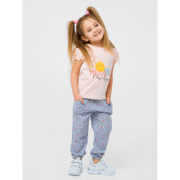 Штани для дівчинки Smil Ситцеве літо Білий/блакитний 12 місяців 115480 80